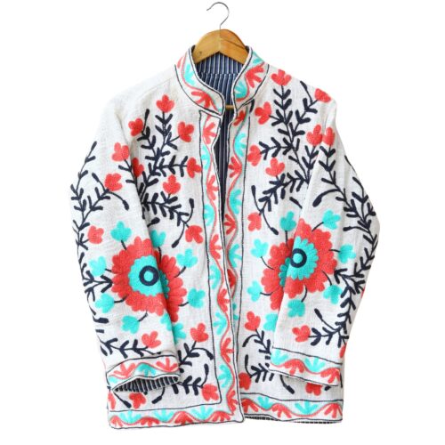 Stitch & Soul Cotton Slub Suzani Jacket In Multicolor