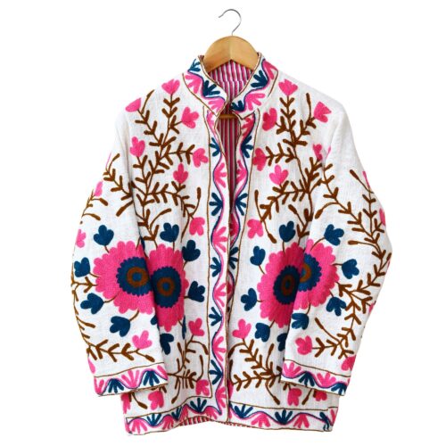 Cotton Slub Suzani Story Jacket In Multicolor