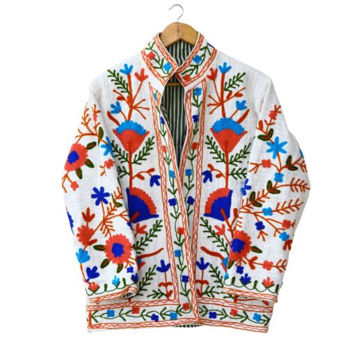 Suzani Charm Slub Suzani Free Size Jacket In Multicolor