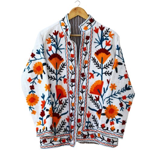Threaded Tales Slub Suzani Free Size Jacket In Multicolor