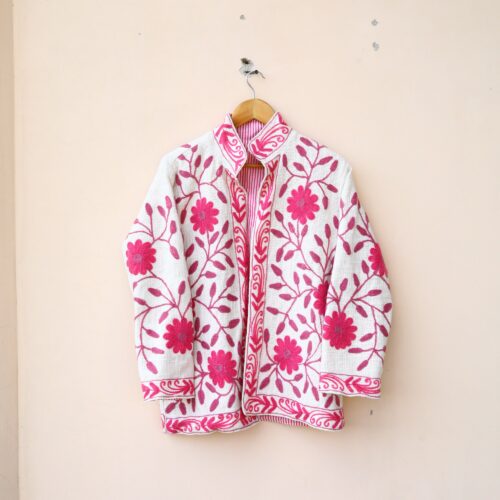 Stitchwork Elegance Cotton  Slub Suzani Jacket In Multicolor - Image 6