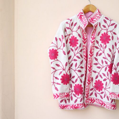 Stitchwork Elegance Cotton  Slub Suzani Jacket In Multicolor - Image 7