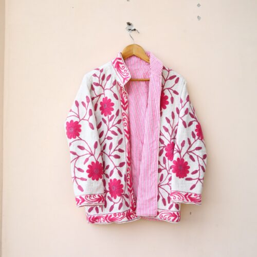 Stitchwork Elegance Cotton  Slub Suzani Jacket In Multicolor - Image 8