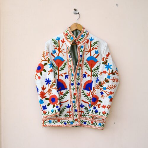 Suzani Charm Slub Suzani Free Size Jacket In Multicolor - Image 6