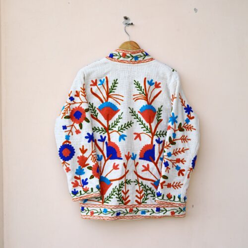 Suzani Charm Slub Suzani Free Size Jacket In Multicolor - Image 9