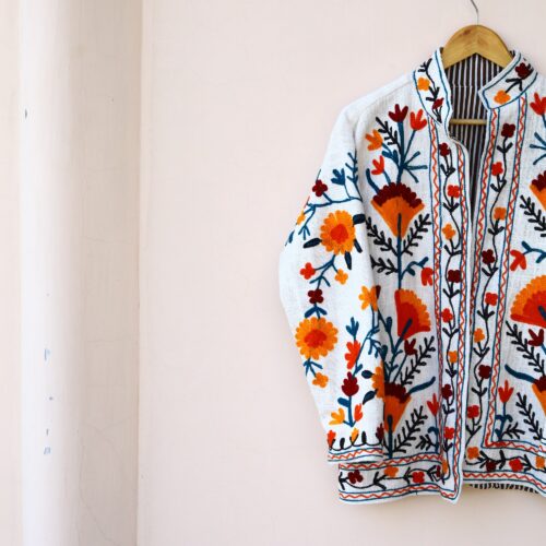 Threaded Tales Slub Suzani Free Size Jacket In Multicolor - Image 7