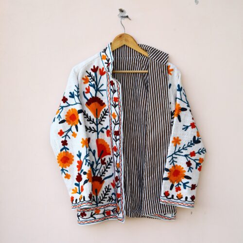 Threaded Tales Slub Suzani Free Size Jacket In Multicolor - Image 8