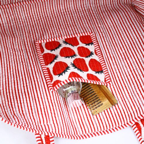 Fashionable Strawberry Screen Print Cotton Tote Bag - Image 5
