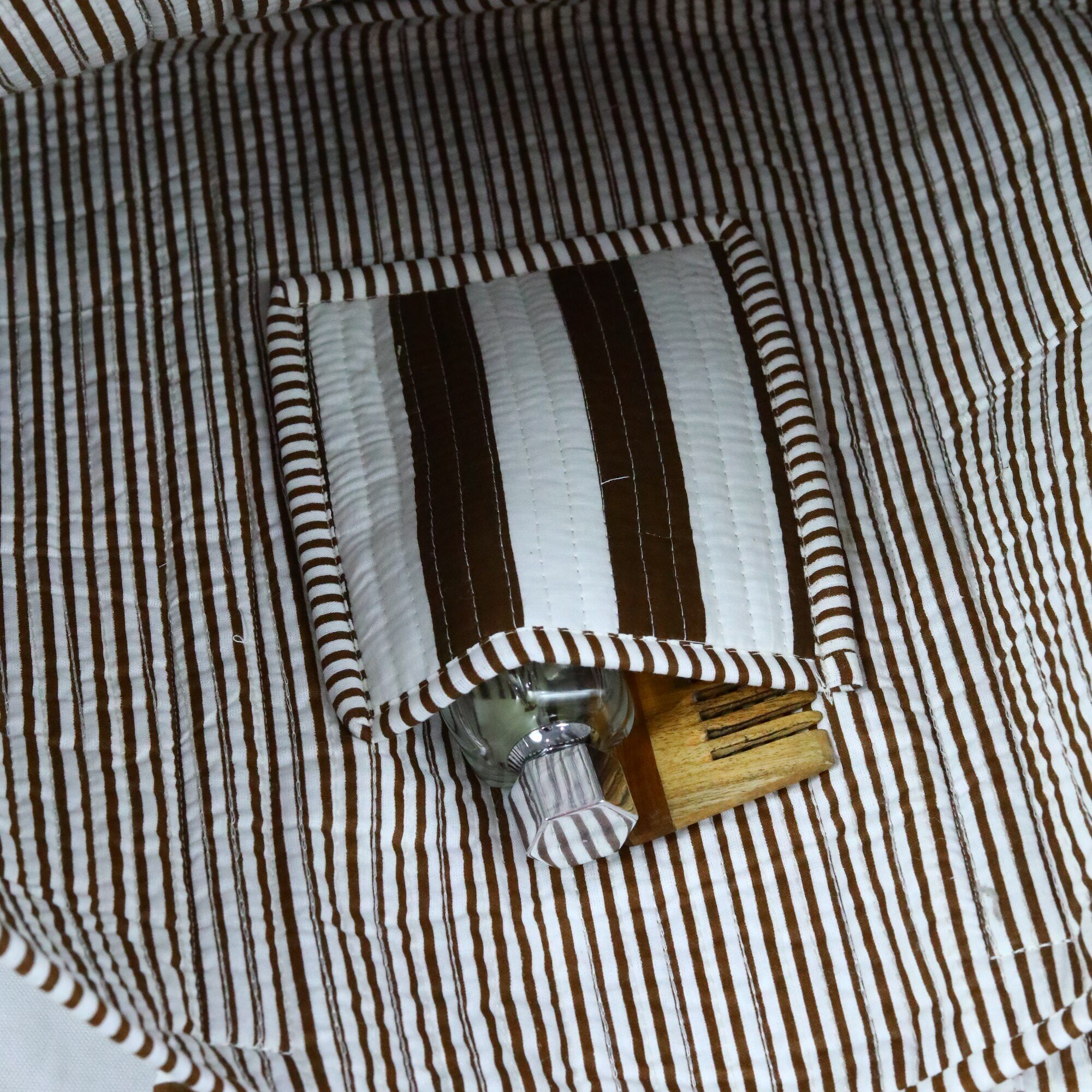 Bold Impressions Screen Print Cotton Tote Bag In Brown & White Stripes - Image 5