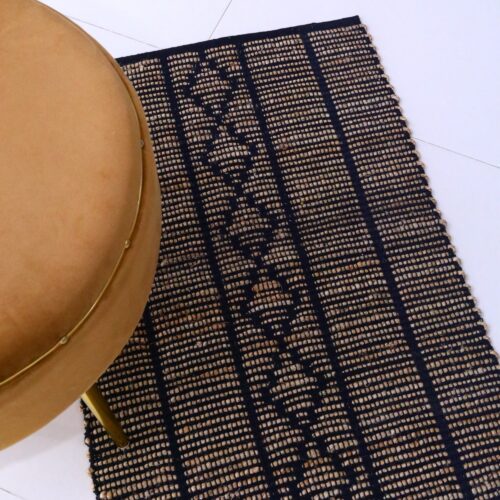 Industrial Edge Cotton Sabra Rug In Black & Gray