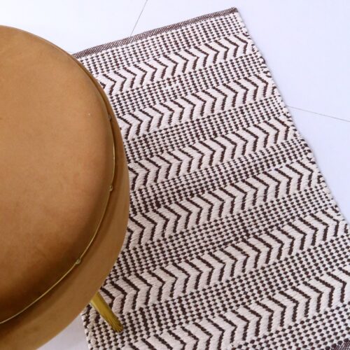 Calm & Minimalist Cotton Sabra Rug In White & Dark Brown