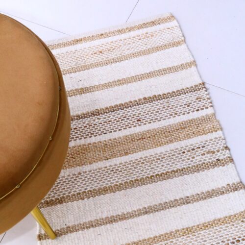Soft Flatweave Tribal Design Sabra Cotton Rug In White & Brown