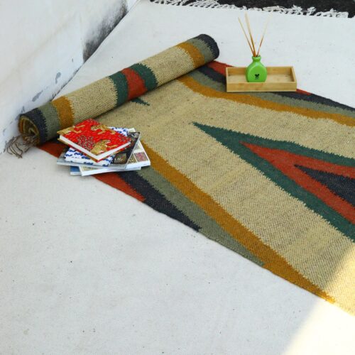 Soft Flatweave Tribal Design Sabra Cotton Rug In Multicolor - Image 4