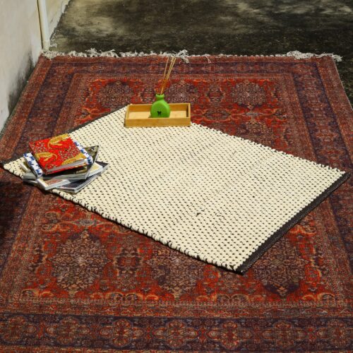 Crafted Soul Cotton Sabra Rug In White & Black - Image 4