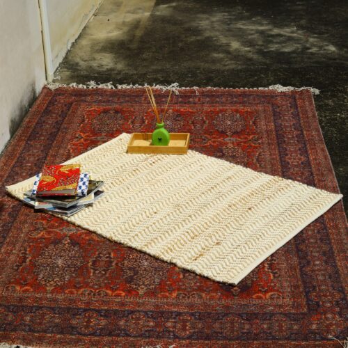 Golden Hour Cotton Sabra Rug In White & Brown - Image 4