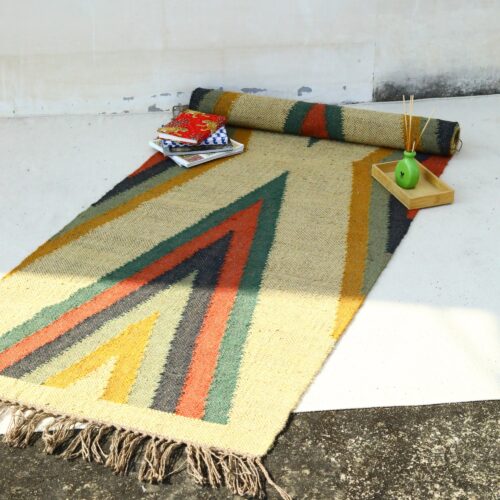 Soft Flatweave Tribal Design Sabra Cotton Rug In Multicolor - Image 5