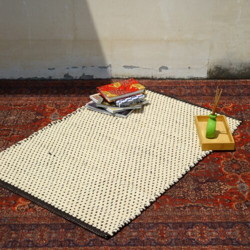 Crafted Soul Cotton Sabra Rug In White & Black - Image 5