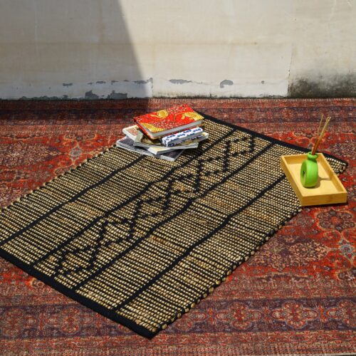 Industrial Edge Cotton Sabra Rug In Black & Gray - Image 5
