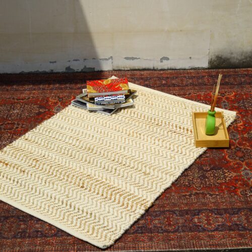 Golden Hour Cotton Sabra Rug In White & Brown - Image 5