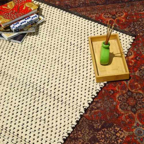 Crafted Soul Cotton Sabra Rug In White & Black - Image 6