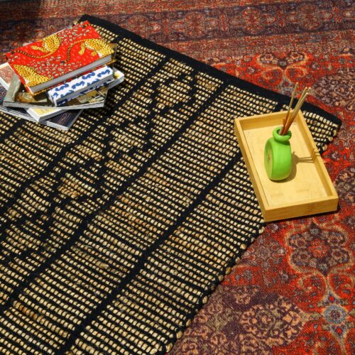Industrial Edge Cotton Sabra Rug In Black & Gray - Image 6