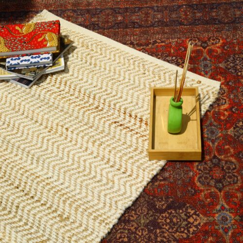Golden Hour Cotton Sabra Rug In White & Brown - Image 6