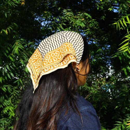 Stylish Knot Block Print Bandana In Multicolor