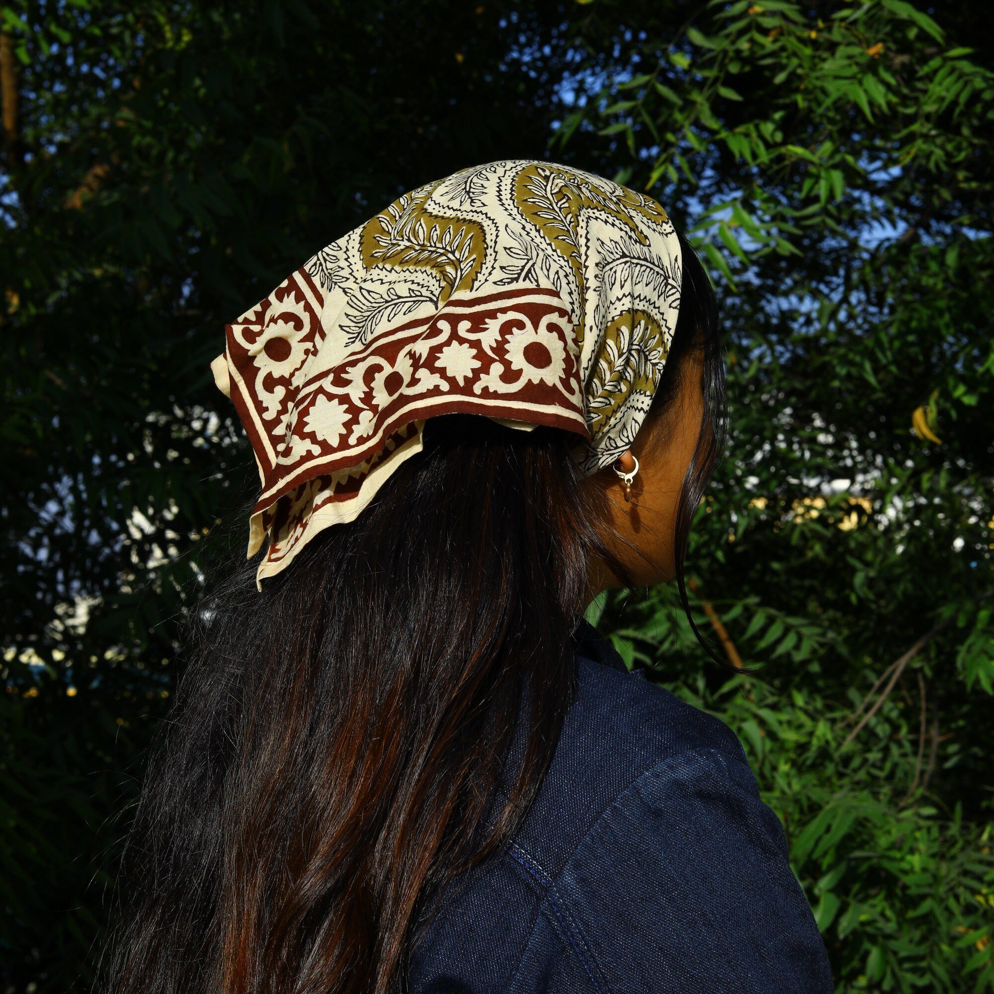 Everyday Culture Block Print Bandana In Multicolor