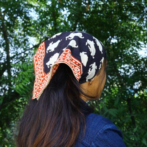 Soft Knot Block Print  Bandana