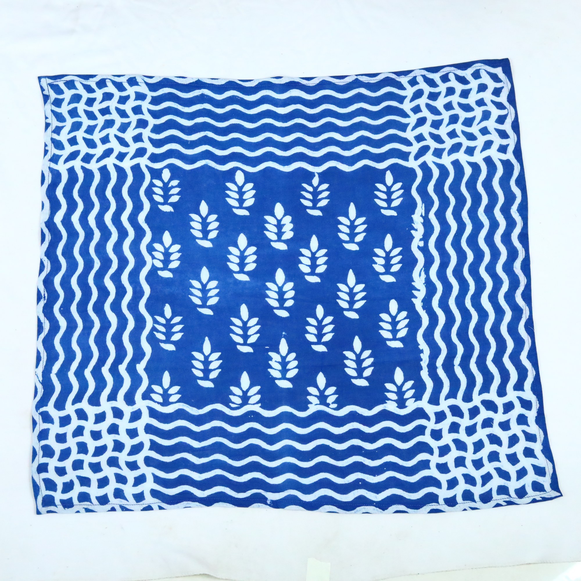 Trendy Knot Block Print Bandana In Blue - Image 3
