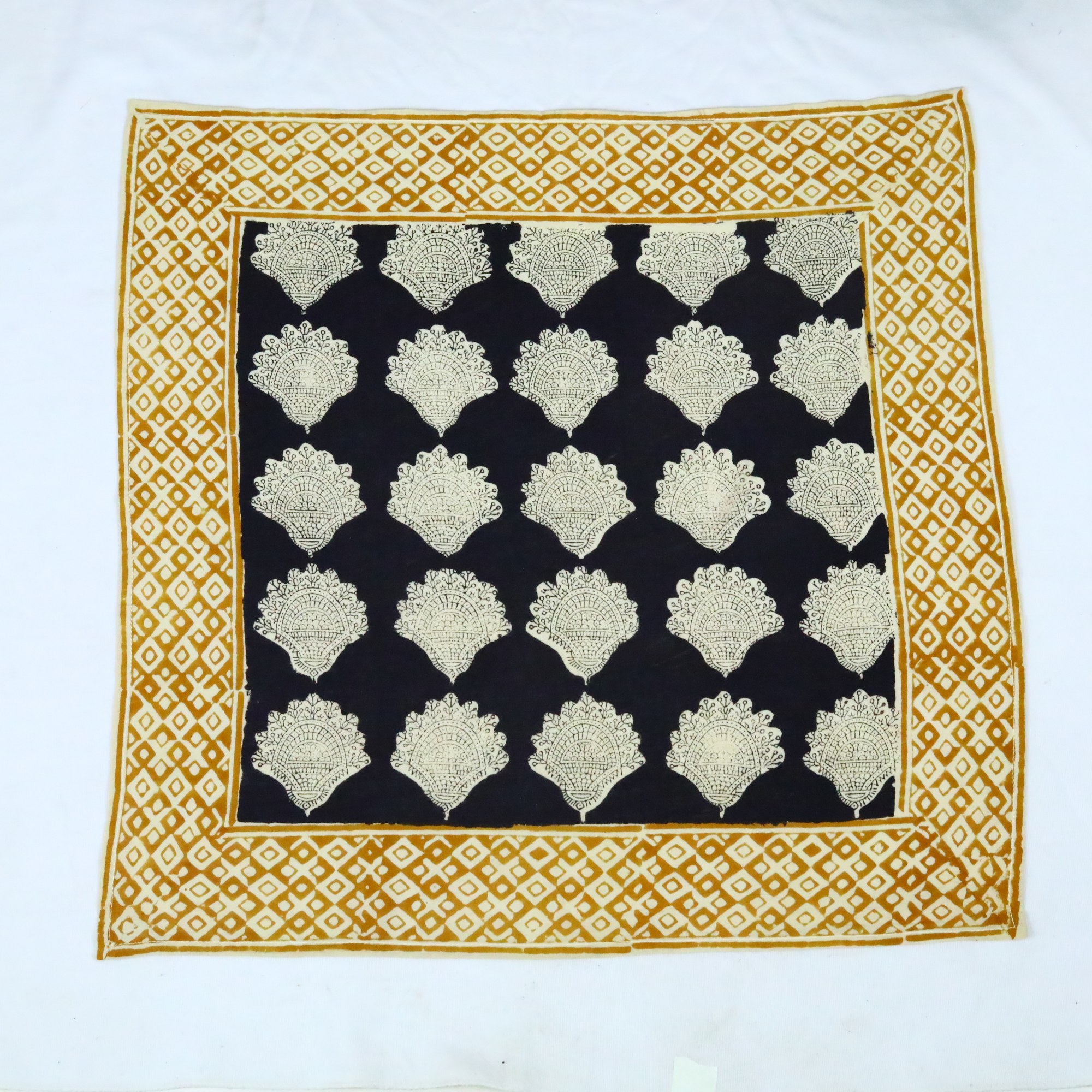 Stylish Knot Block Print Bandana In Black & Yellow - Image 3