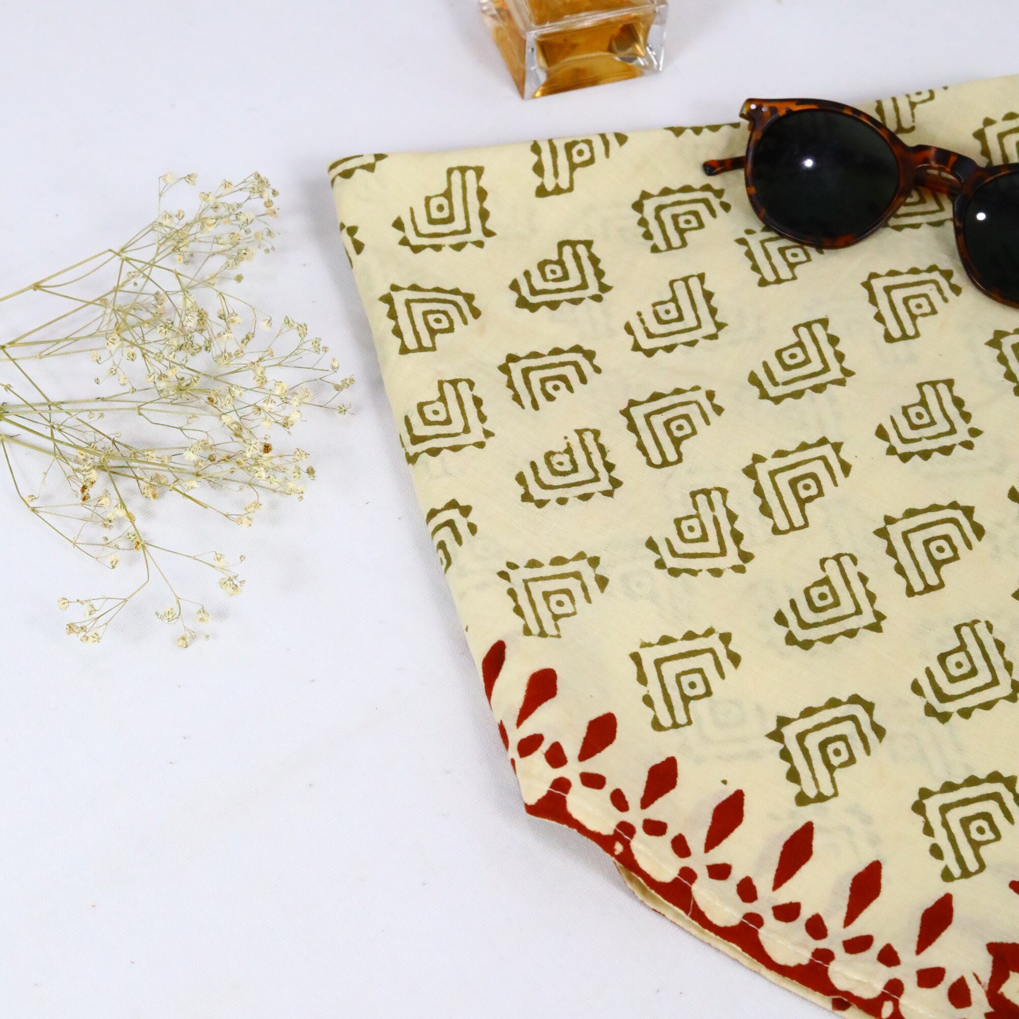 Style Knot Cotton Block Printed Bandana In Multicolor - Image 4