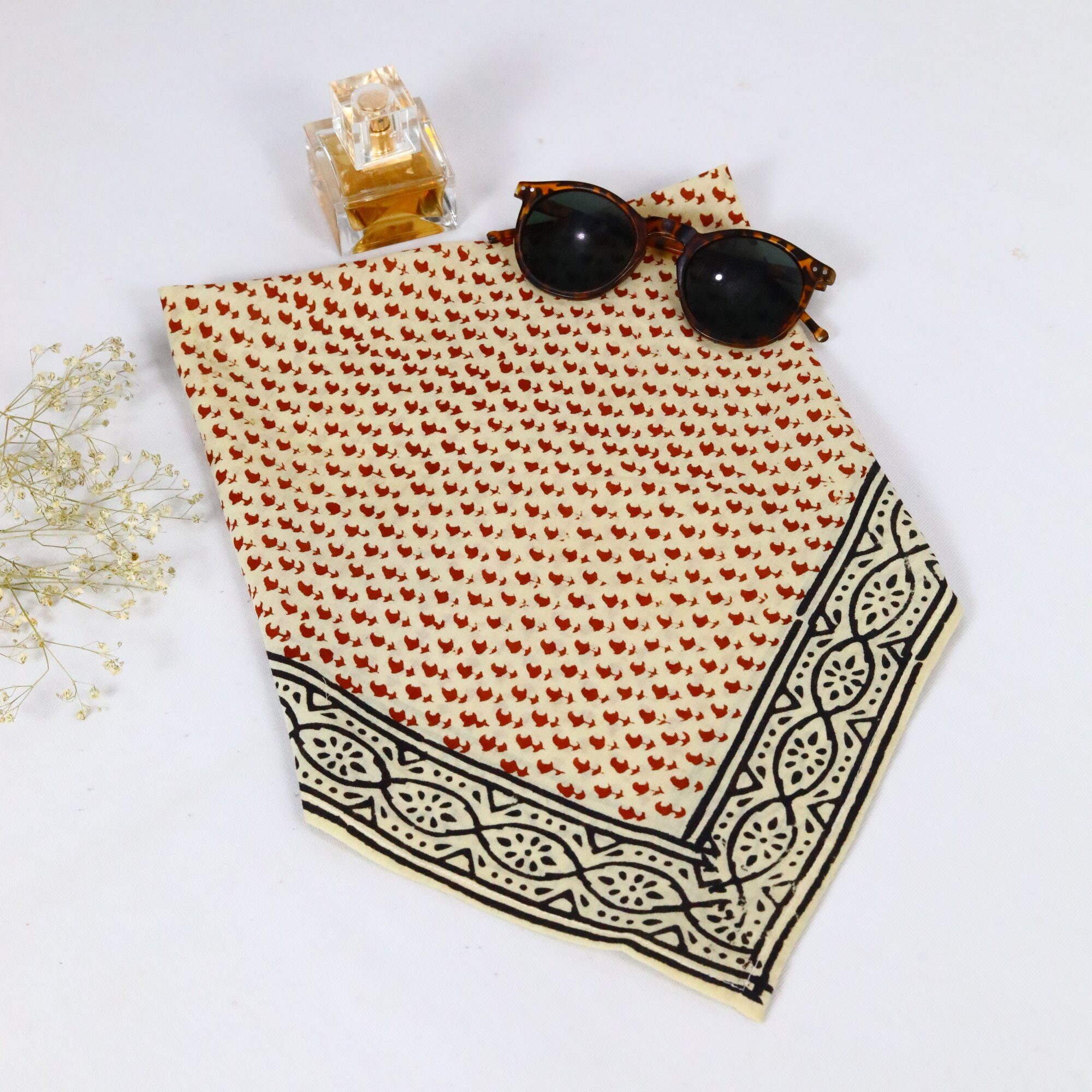 Knot Bloom Cotton Block Printed Bandana In Multicolor - Image 3