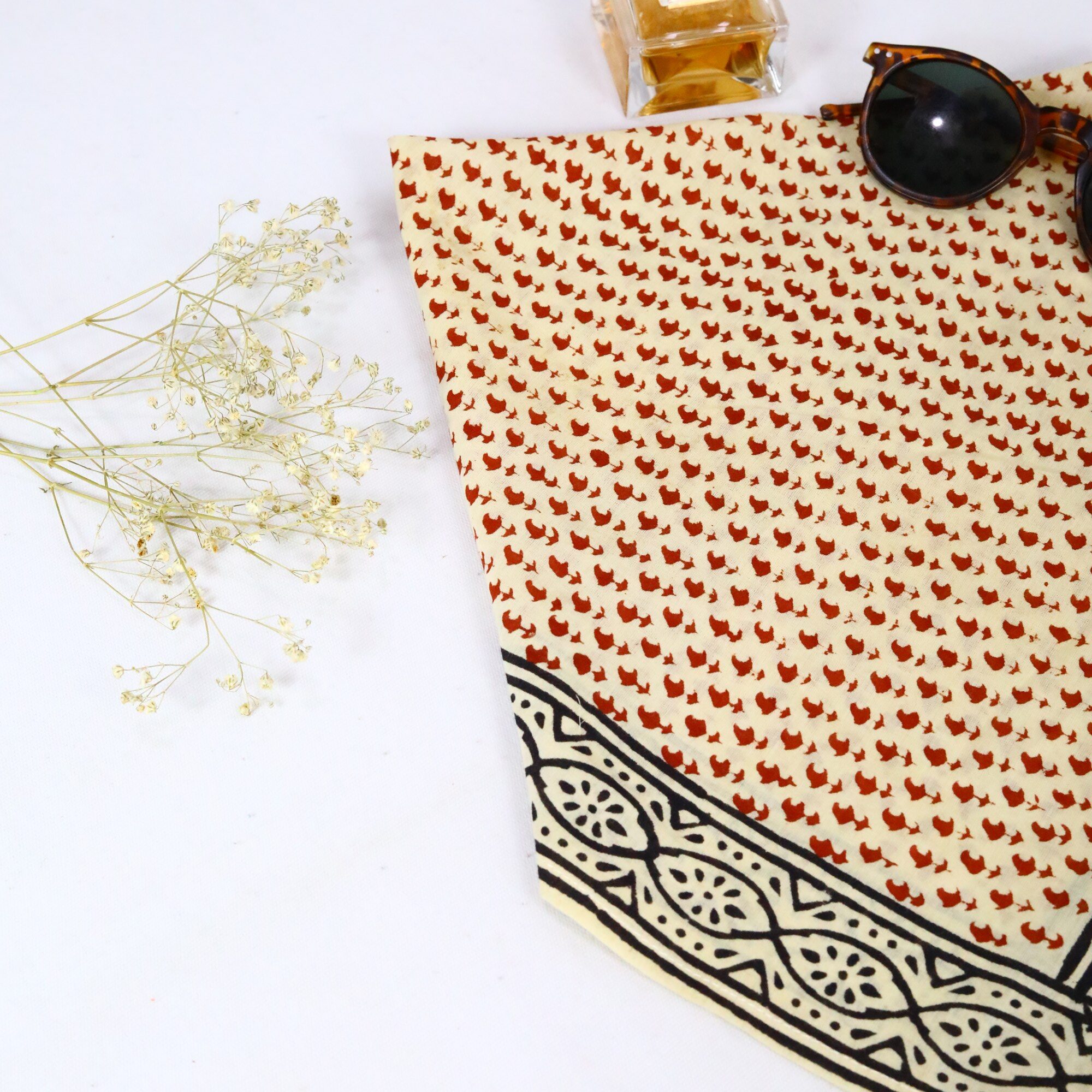 Knot Bloom Cotton Block Printed Bandana In Multicolor - Image 4