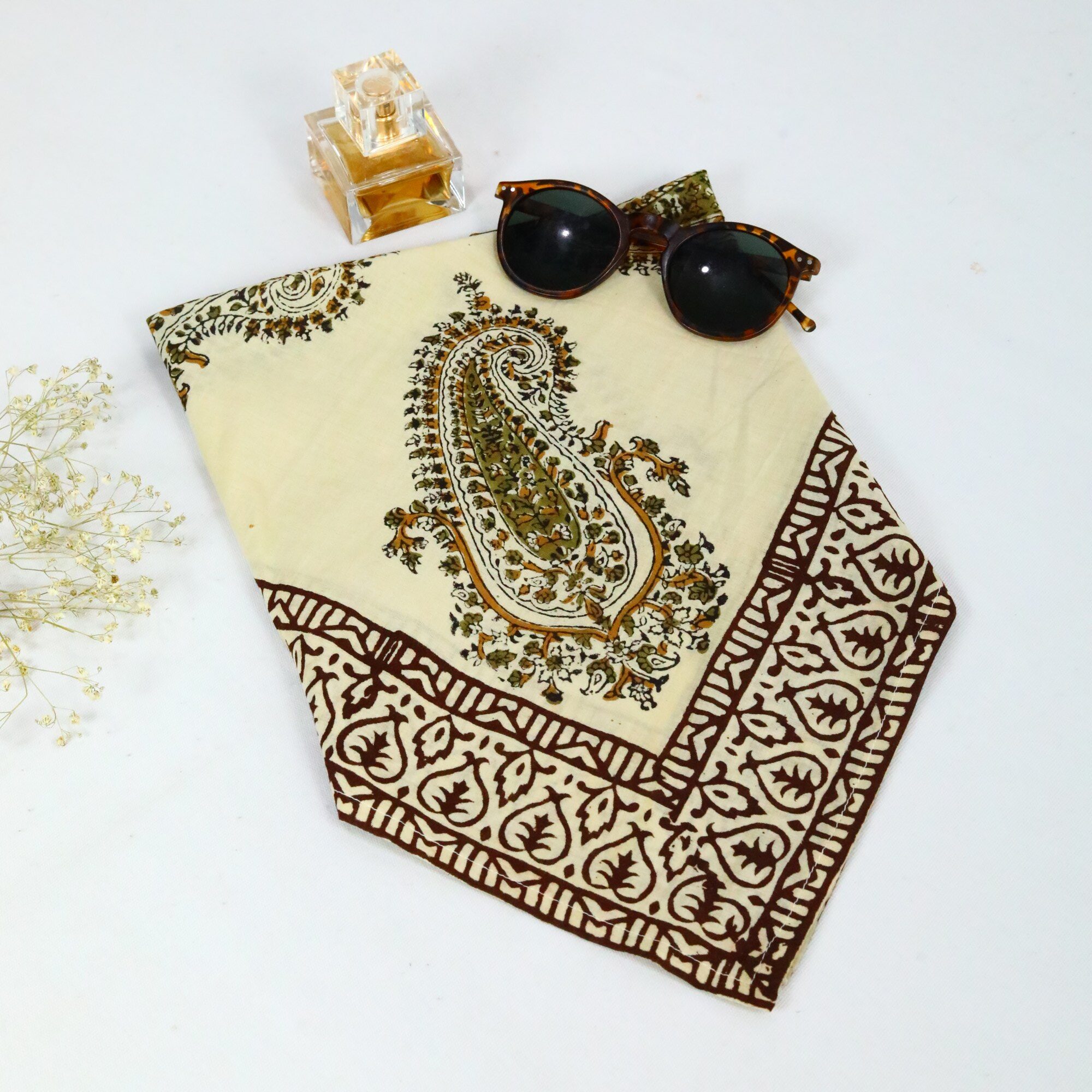 Chapaayi Cotton Block Printed Bandana In Multicolor - Image 3