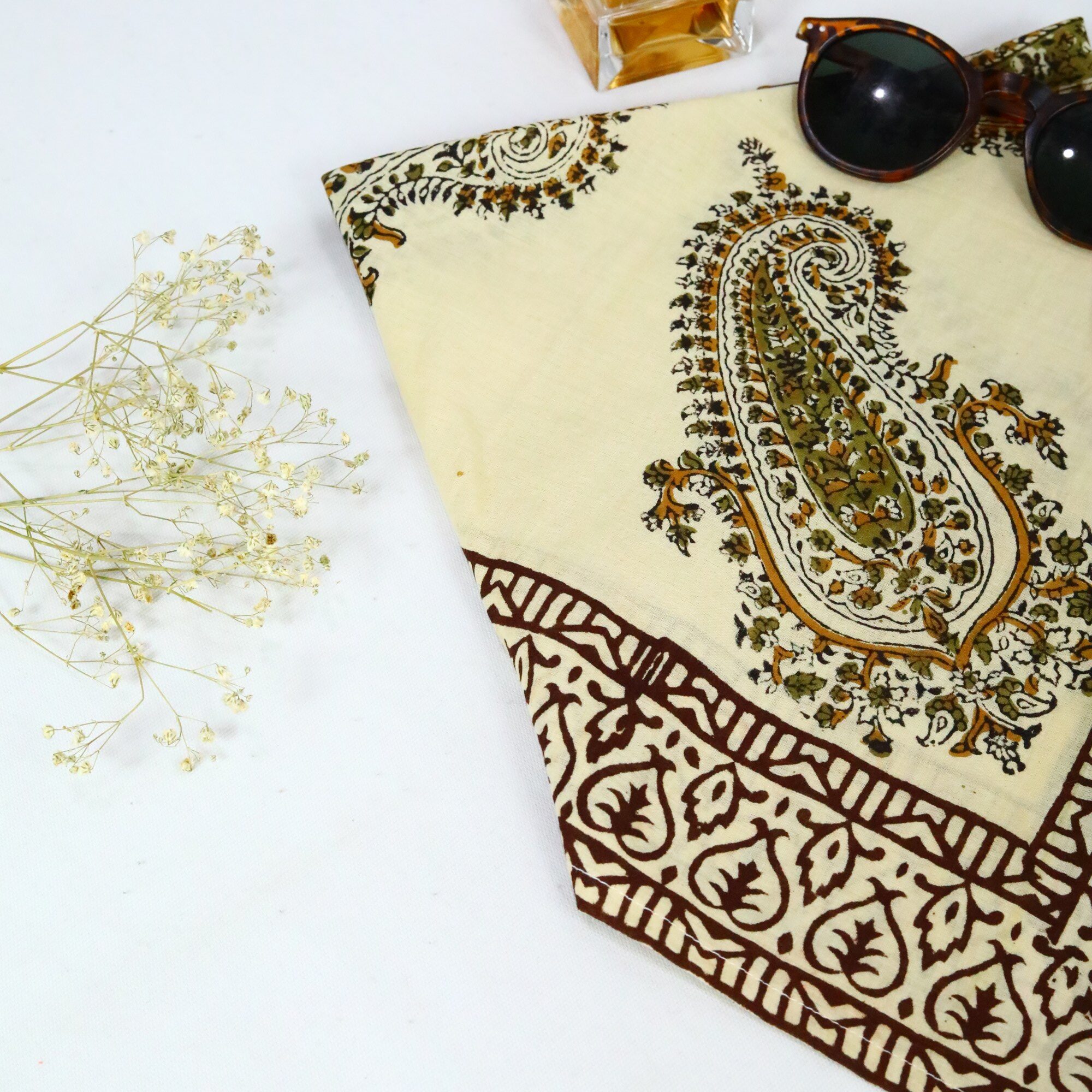 Chapaayi Cotton Block Printed Bandana In Multicolor - Image 4