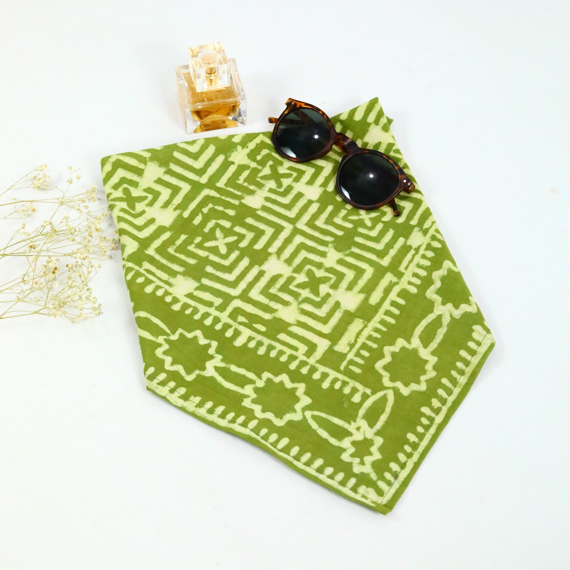Pretty Green Block Print Bandana - Image 4
