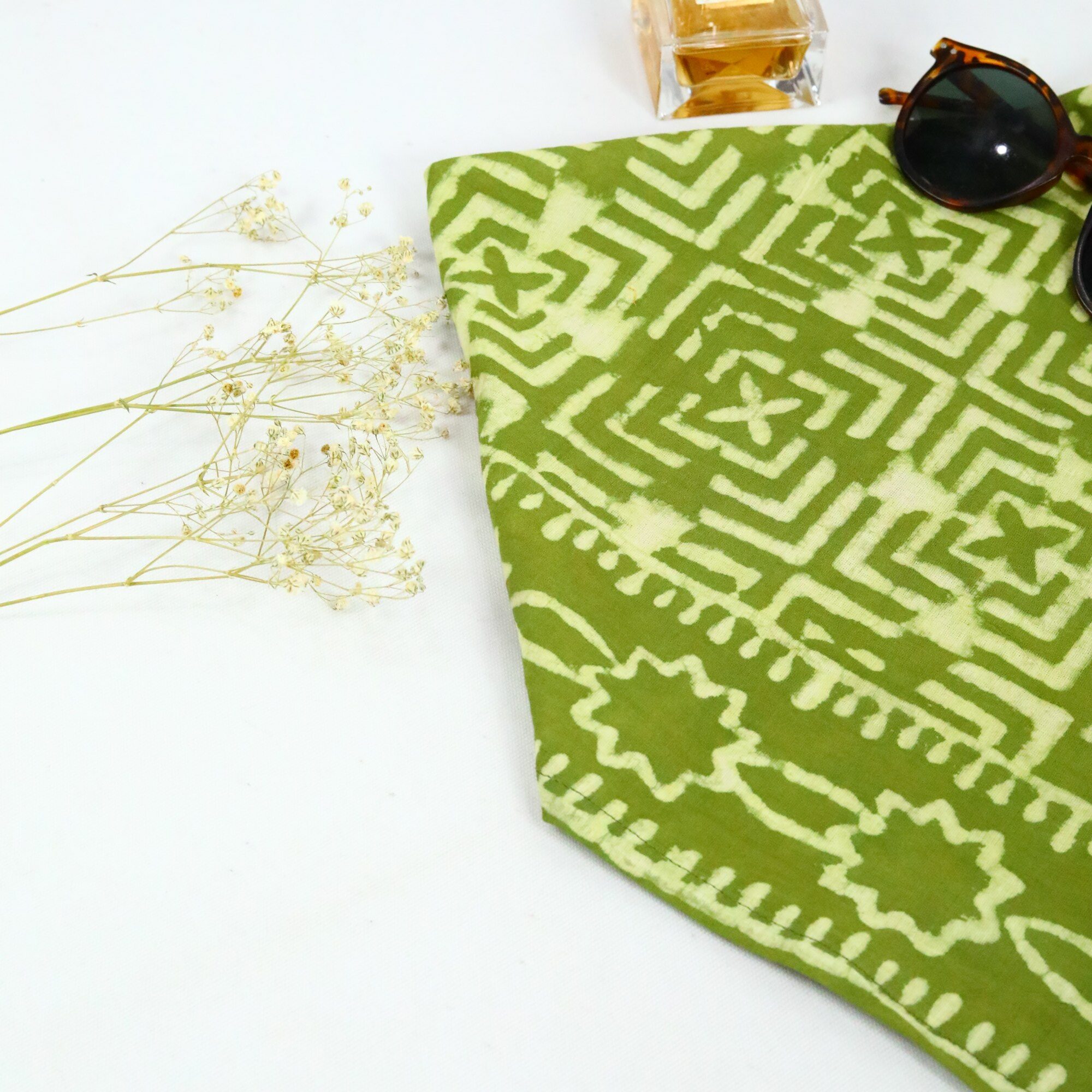 Pretty Green Block Print Bandana - Image 5