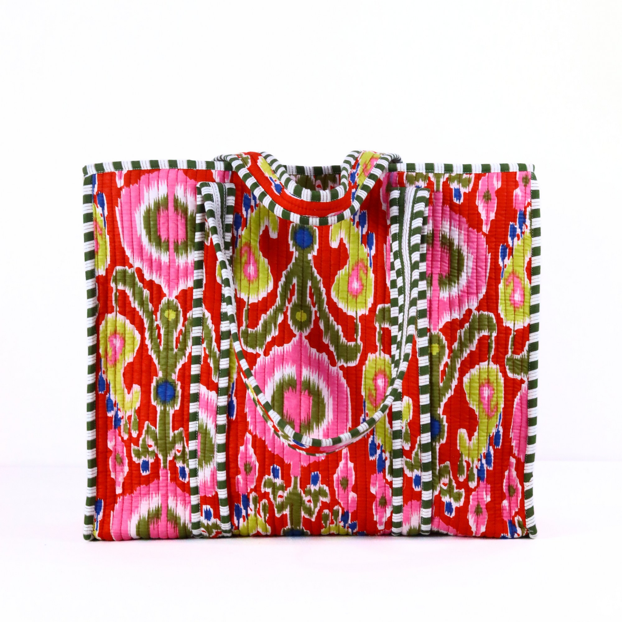 Soft Nest Quilted Bag Screen Print Cotton Tote Bag In Multicolor