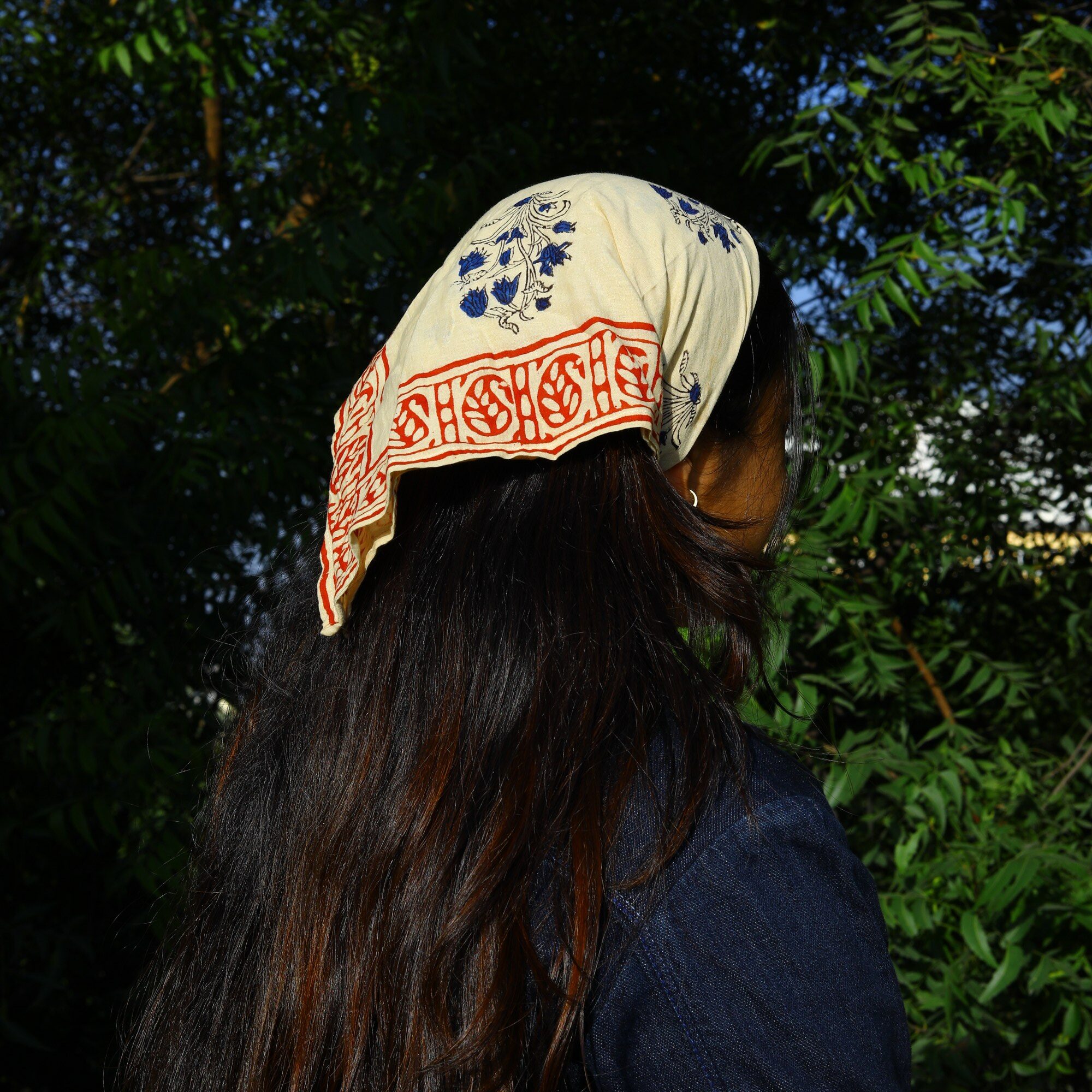 Aura BandCotton Block Printed Bandana In Multicolor