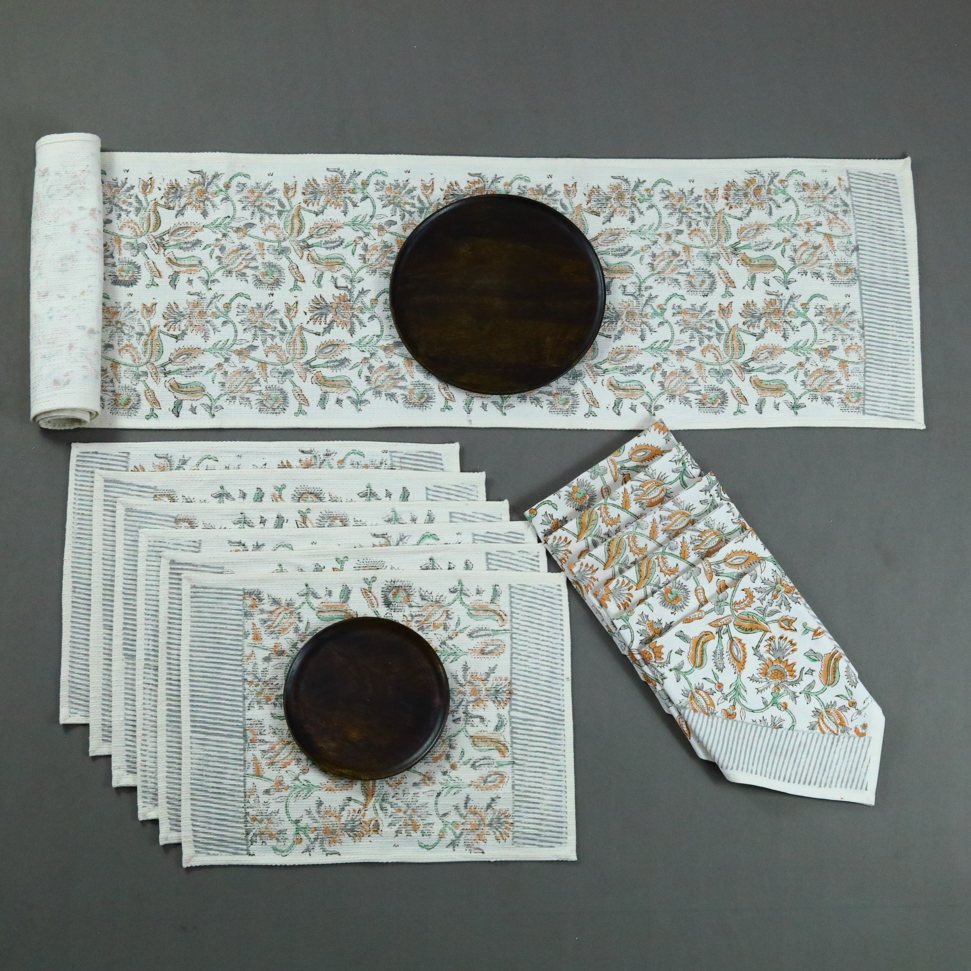 Signature Cotton Kantha Runner, Napkin & Mat Set - Image 3