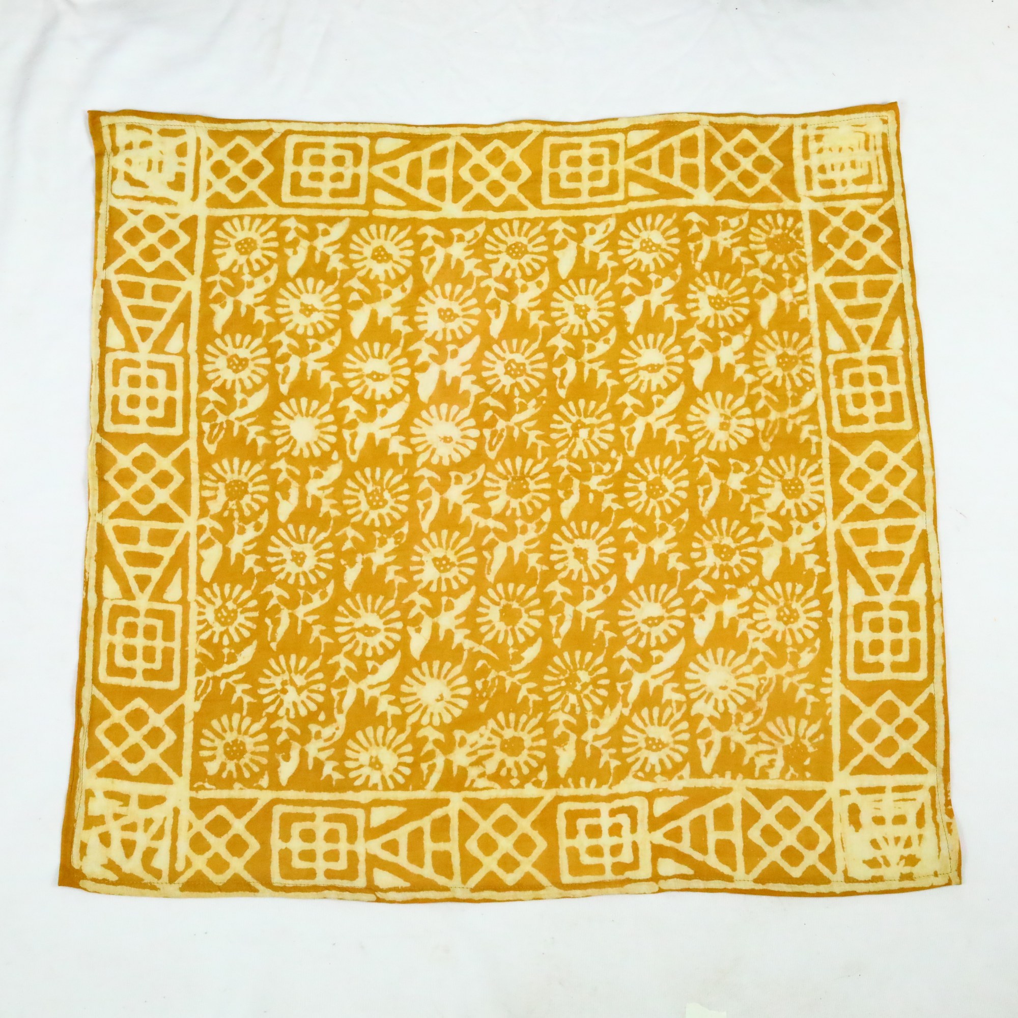 Knot Pop Style Cotton Block Printed Bandana In Yellow - Image 2
