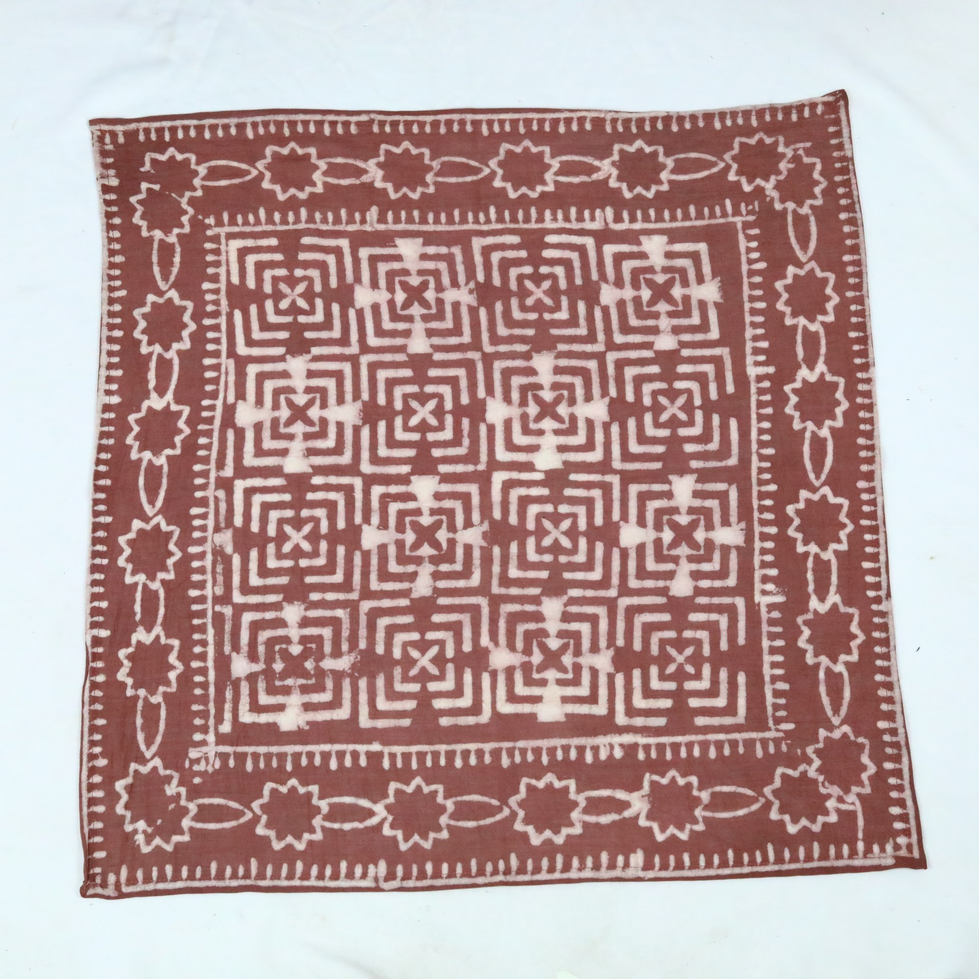 Bloom Babe Cotton Block Printed Bandana In Rust Brown - Image 2