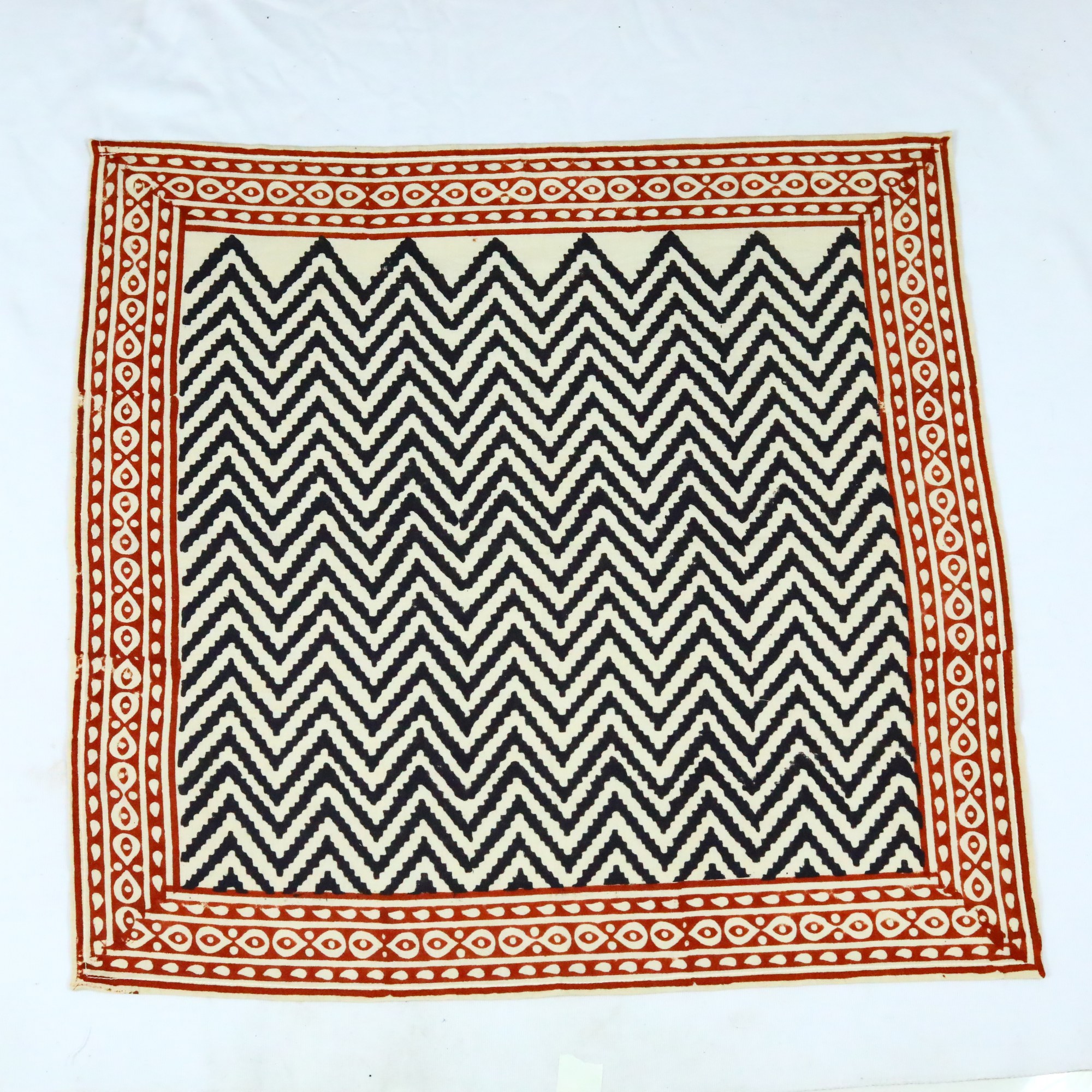 Soft Wrap Cotton Block Printed Bandana In Black, Red & White - Image 3