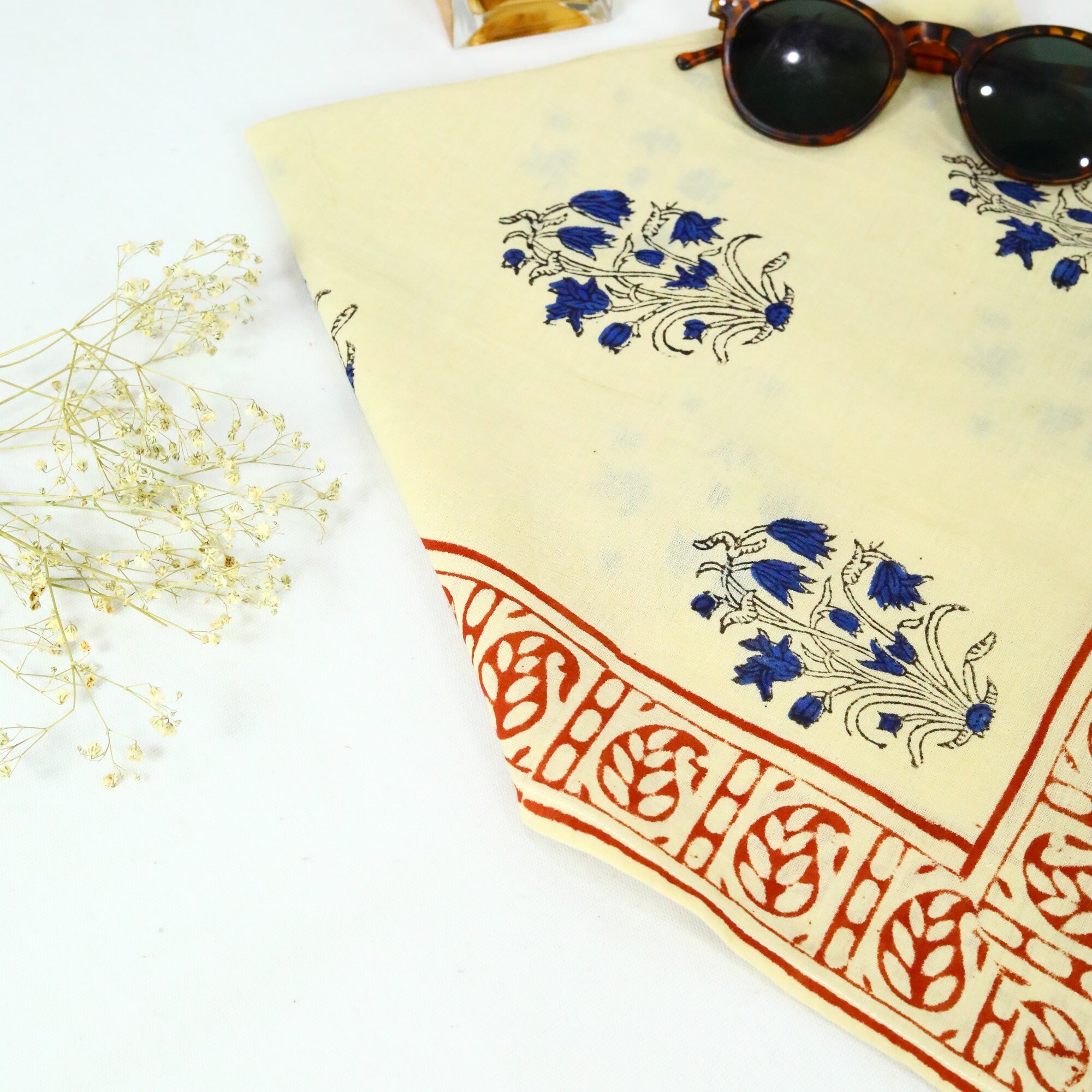 Aura BandCotton Block Printed Bandana In Multicolor - Image 2