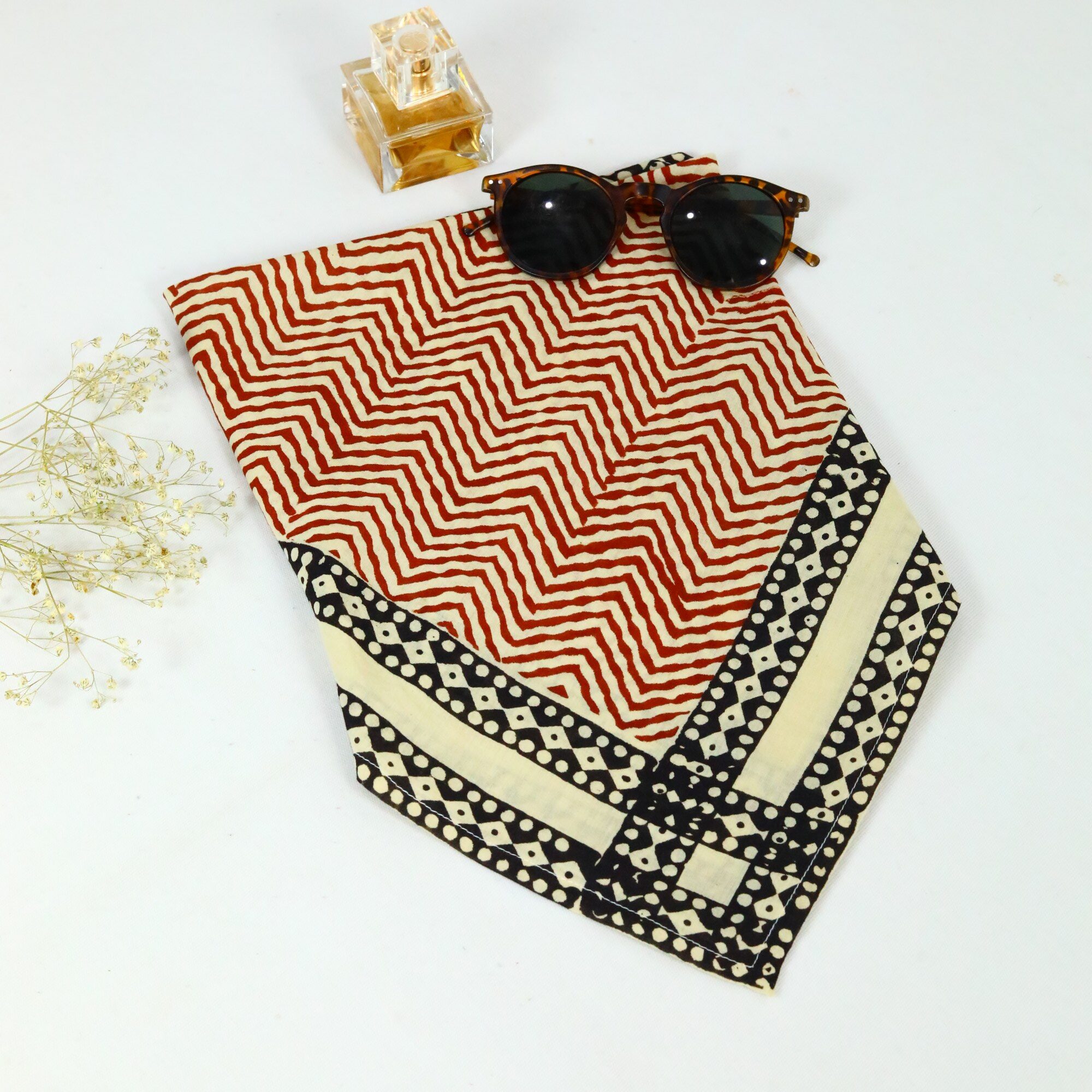 Grace Knot Cotton Block Printed Bandana In Multicolor - Image 4