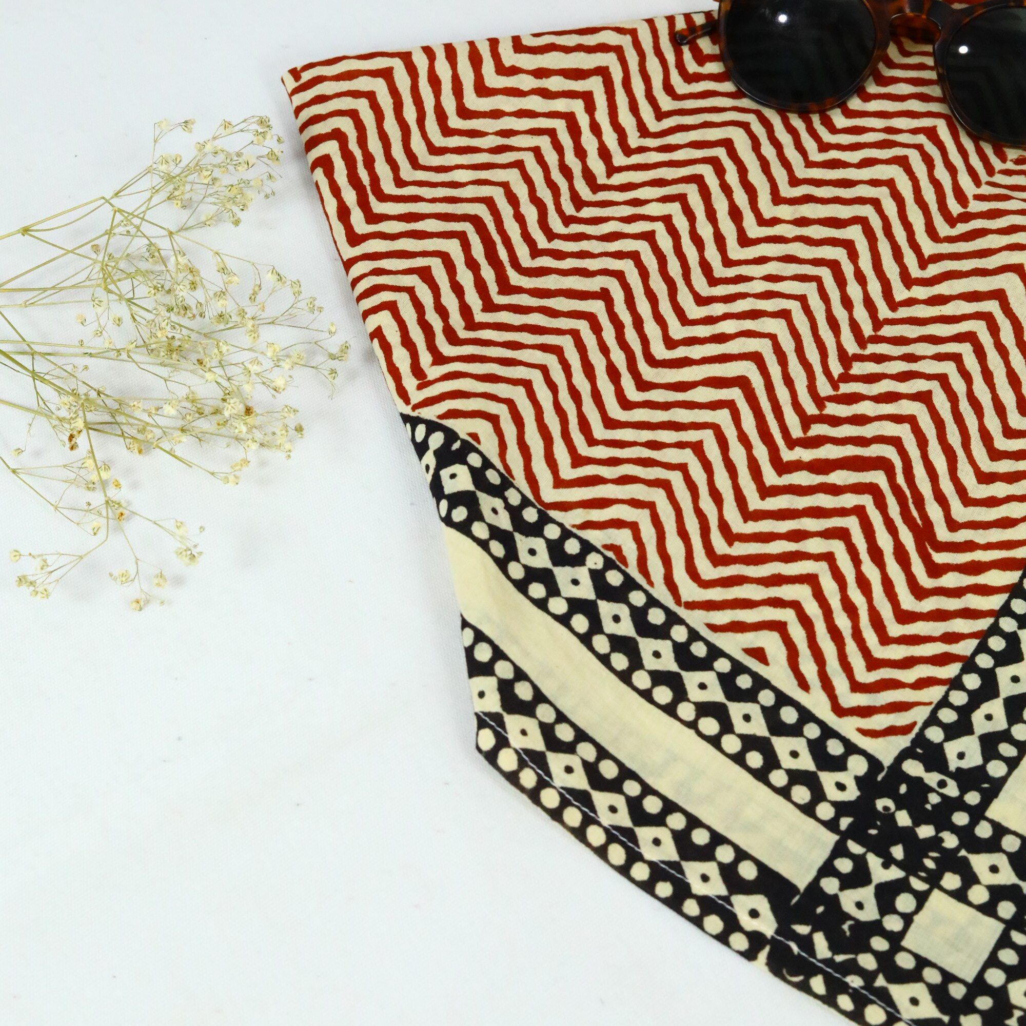 Grace Knot Cotton Block Printed Bandana In Multicolor - Image 5