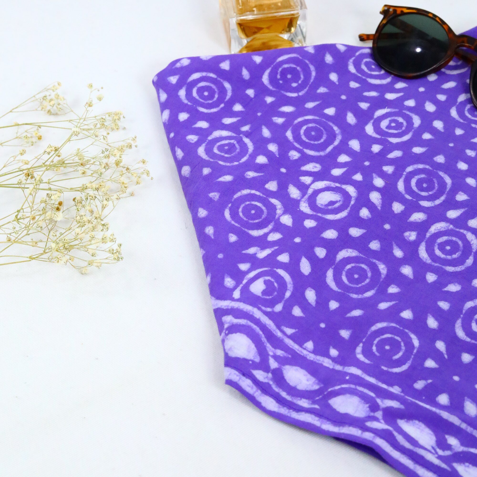 Loom Charm Bandana Cotton Block Printed Bandana In Purple - Image 4