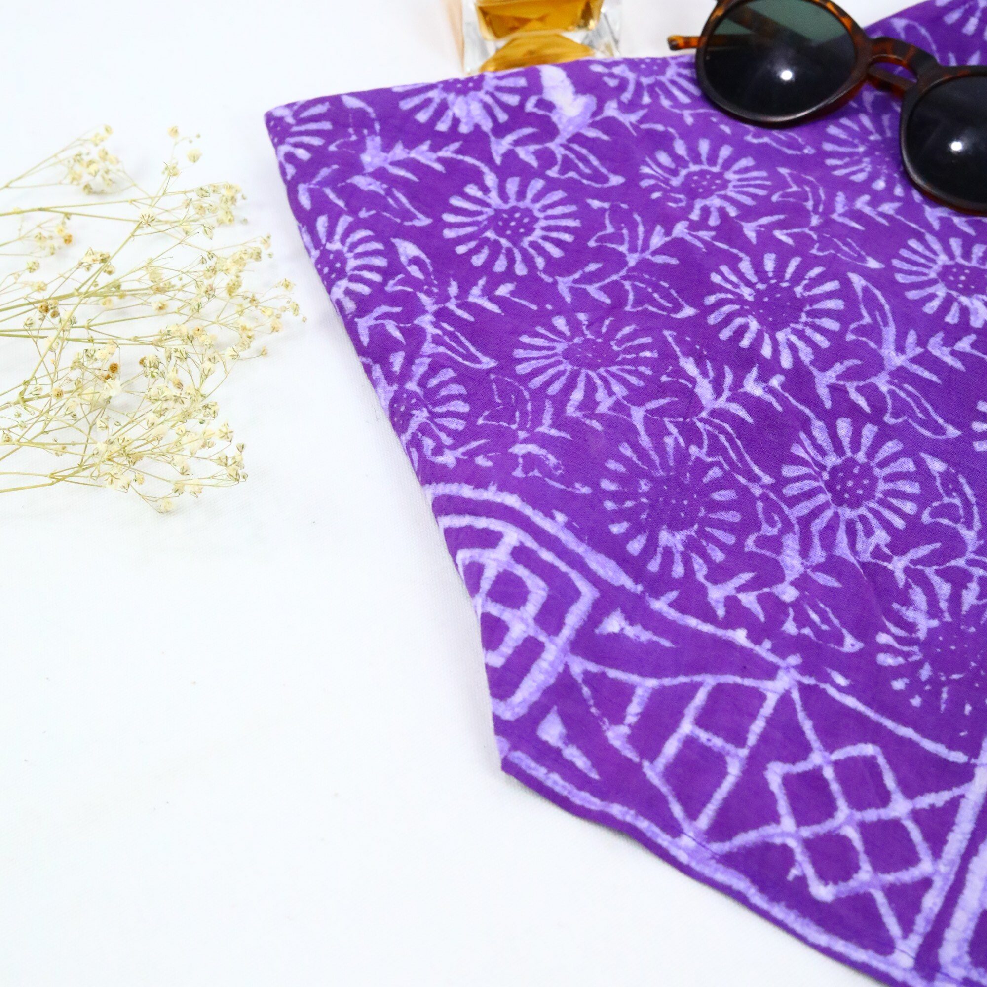 Made for everyday fun Cotton Block Printed Bandana In Purple - Image 5