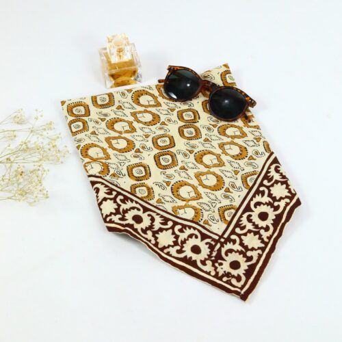 Twist & Pop Cotton Block Printed Bandana In Multicolor